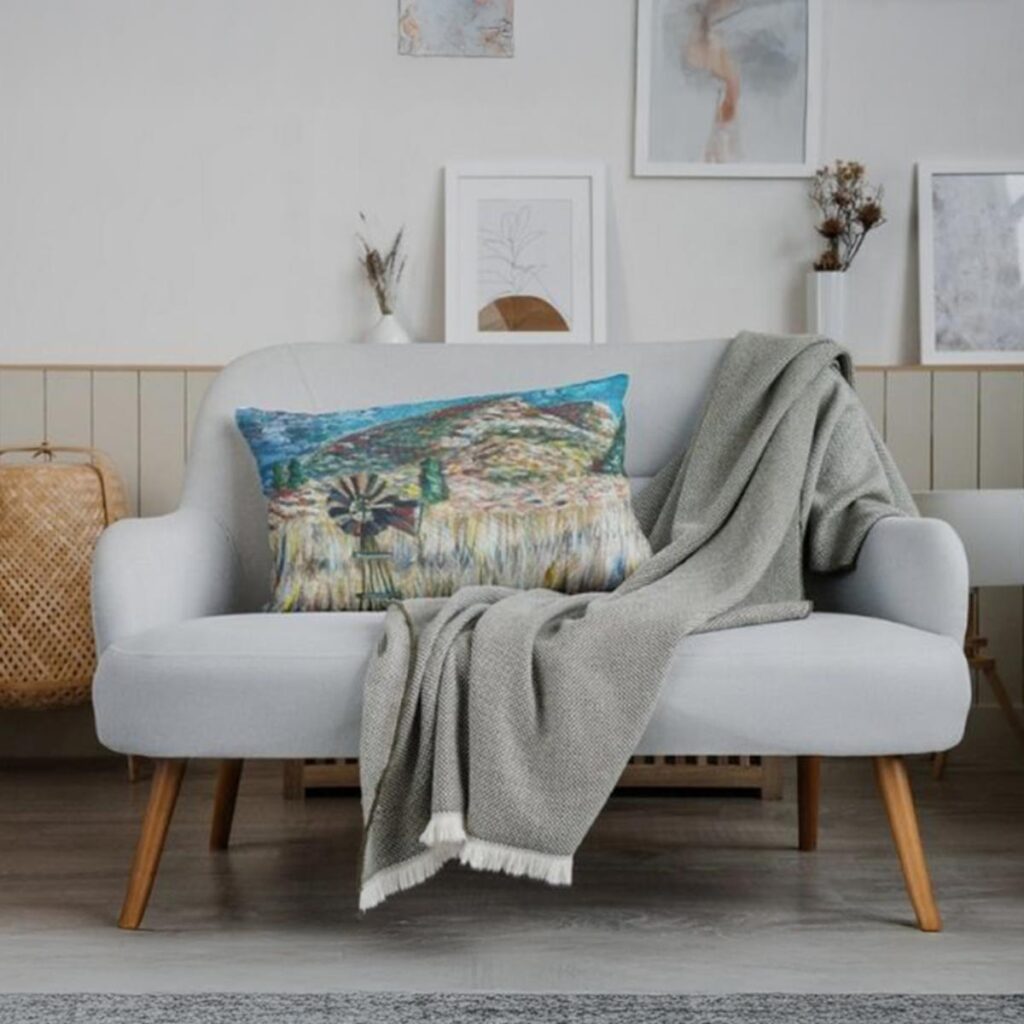 Wakkerstroom Windpomp Limited Edition Scatter Pillow by Tanja van Biljon