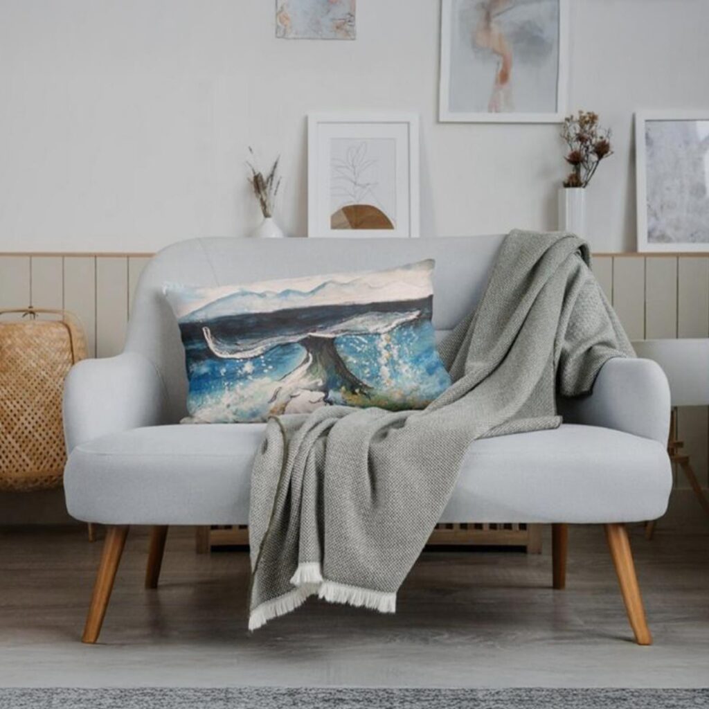 Whale Song Rising Limited Edition Scatter Pillow by Tanja van Biljon
