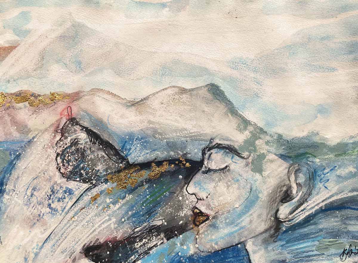 Ocean Embrace by Tanja van Biljon - Watercolour, 29.7 x 42cm